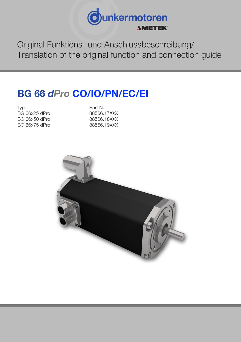 AMETEK DUNKERMOTOREN BG 66 DPRO CO TRANSLATION OF THE ORIGINAL FUNCTION ...