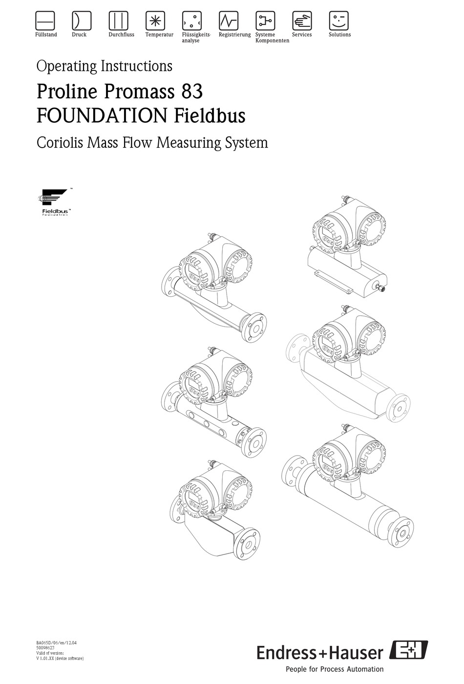 ENDRESS+HAUSER PROLINE PROMASS 83 OPERATING INSTRUCTIONS MANUAL Pdf