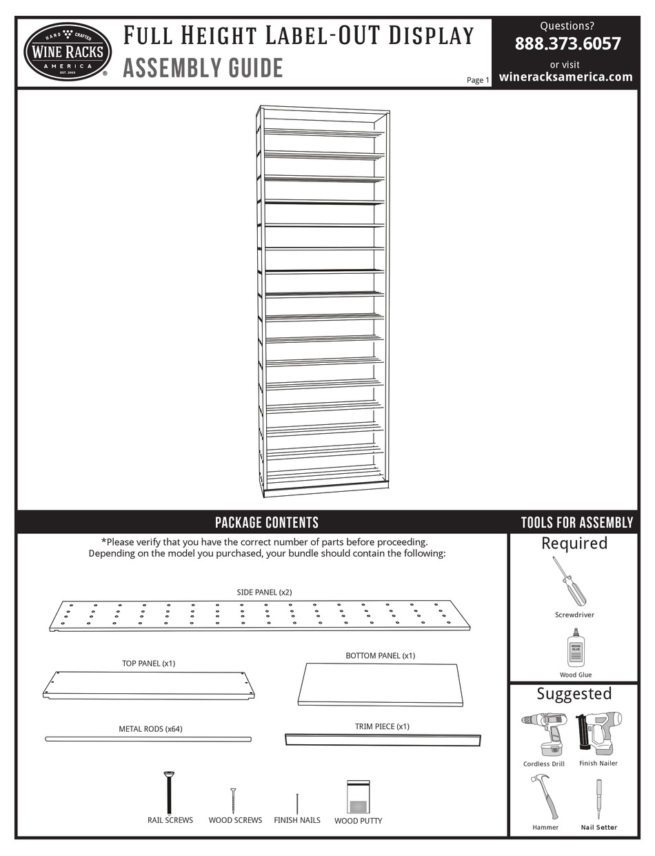 WINE RACKS AMERICA CVFHDISP17M ASSEMBLY MANUAL Pdf Download ManualsLib