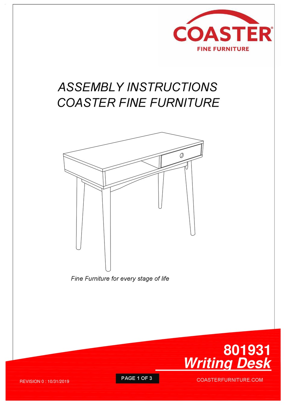 COASTER 801931 ASSEMBLY INSTRUCTIONS Pdf Download ManualsLib