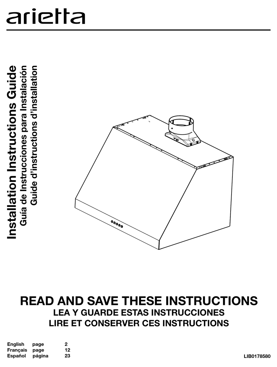 ARIETTA ALZ430SSB INSTALLATION INSTRUCTION MANUAL Pdf Download ManualsLib