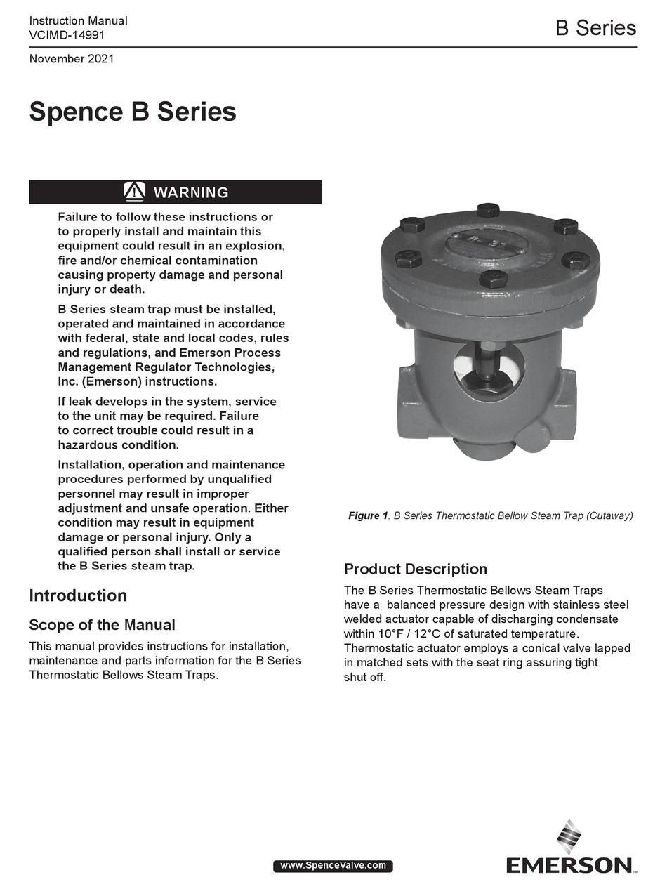 EMERSON SPENCE B SERIES INSTRUCTION MANUAL Pdf Download | ManualsLib