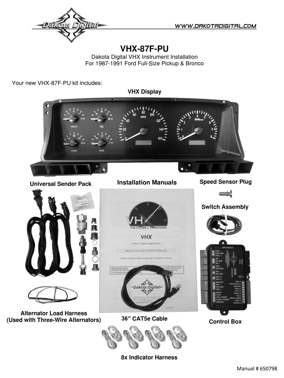 DAKOTA DIGITAL VHX87FPU INSTALLATION Pdf Download ManualsLib