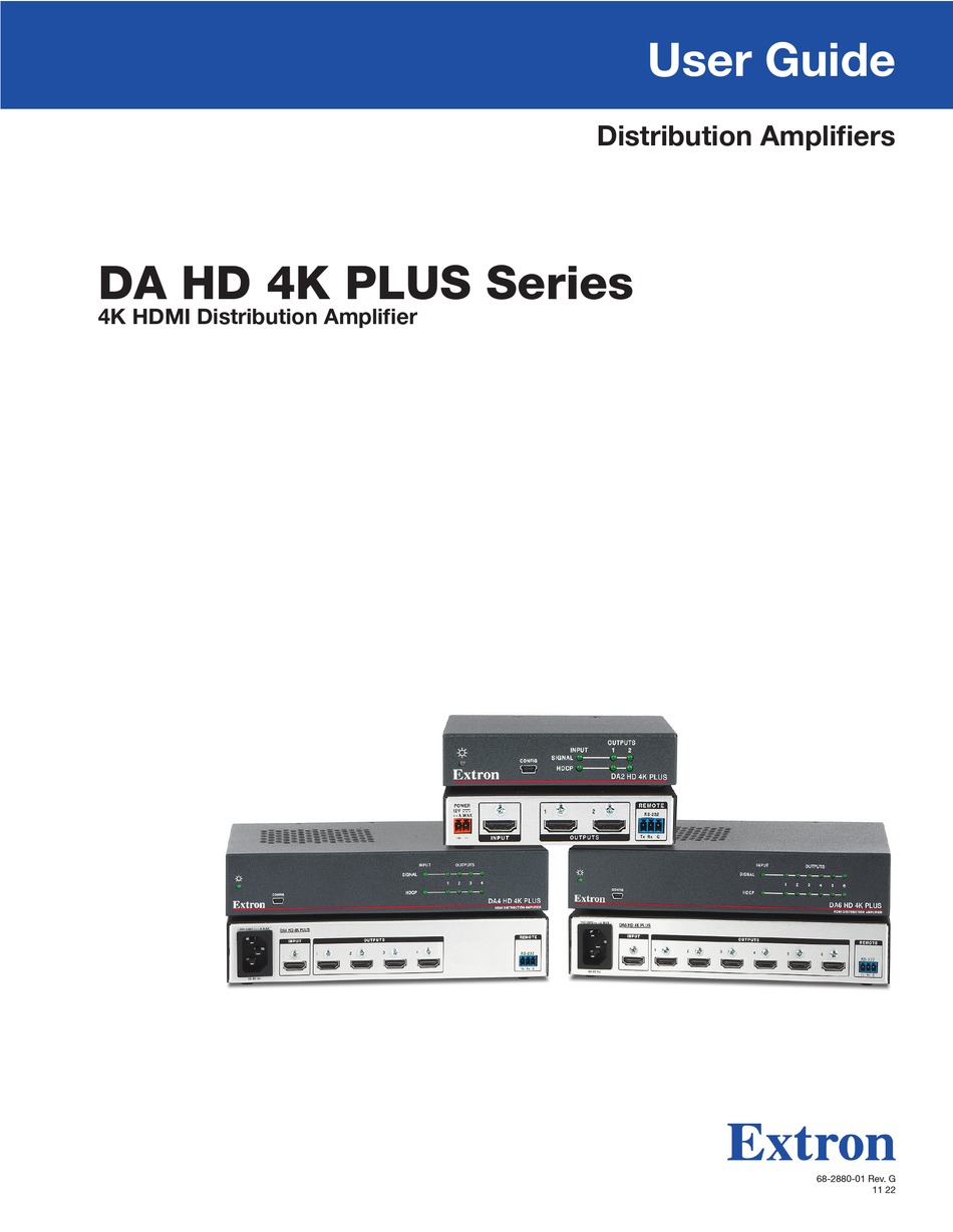 EXTRON ELECTRONICS DA HD 4K PLUS SERIES USER MANUAL Pdf Download ManualsLib