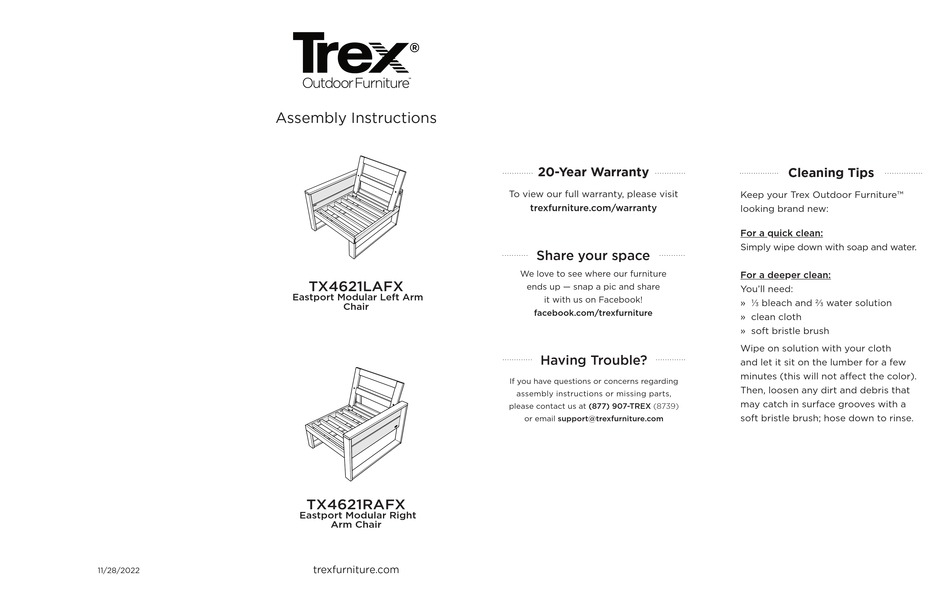 TREX EASTPORT TX4621LAFX ASSEMBLY INSTRUCTIONS Pdf Download ManualsLib