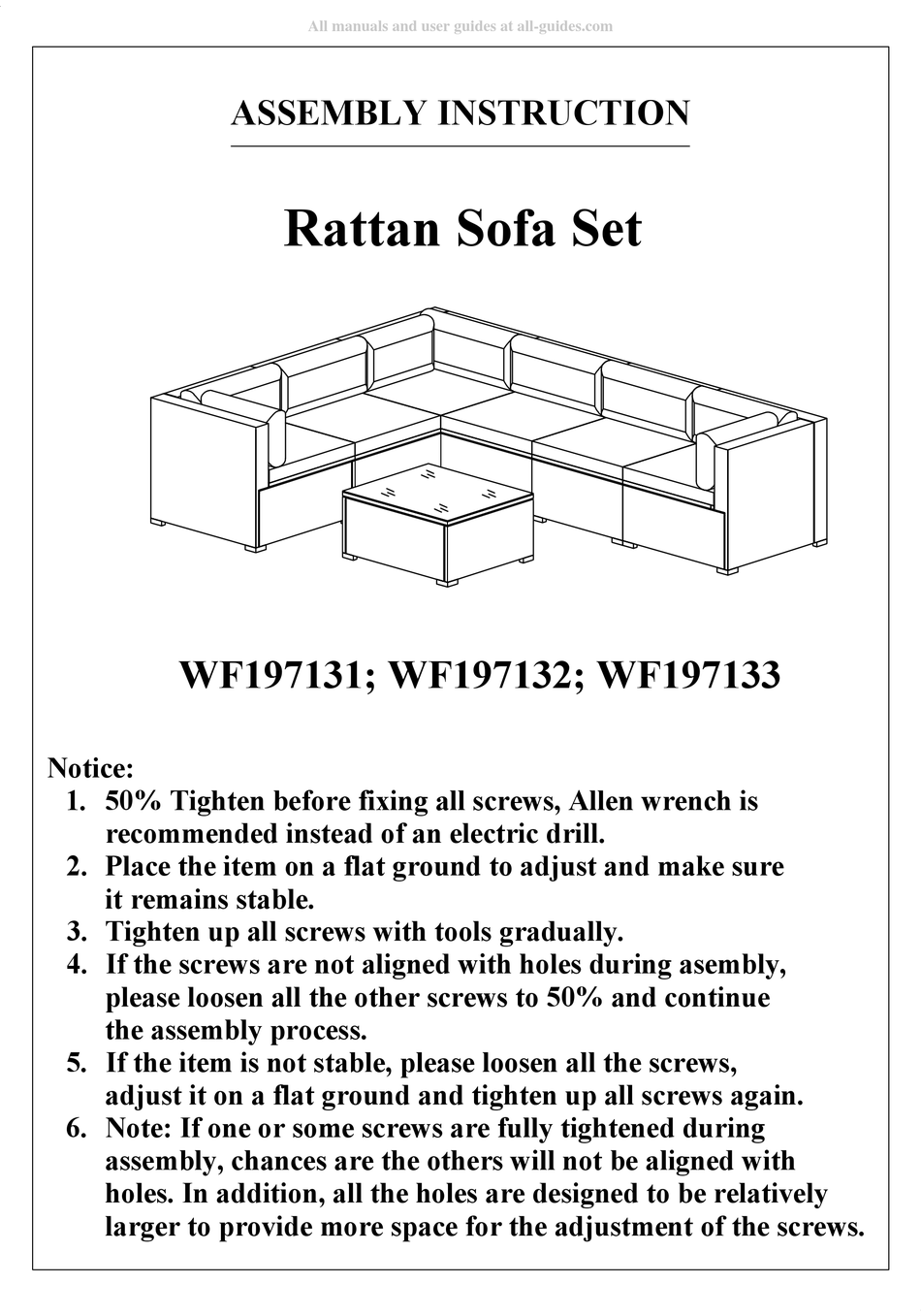 RATTAN WF197131 ASSEMBLY INSTRUCTION MANUAL Pdf Download ManualsLib