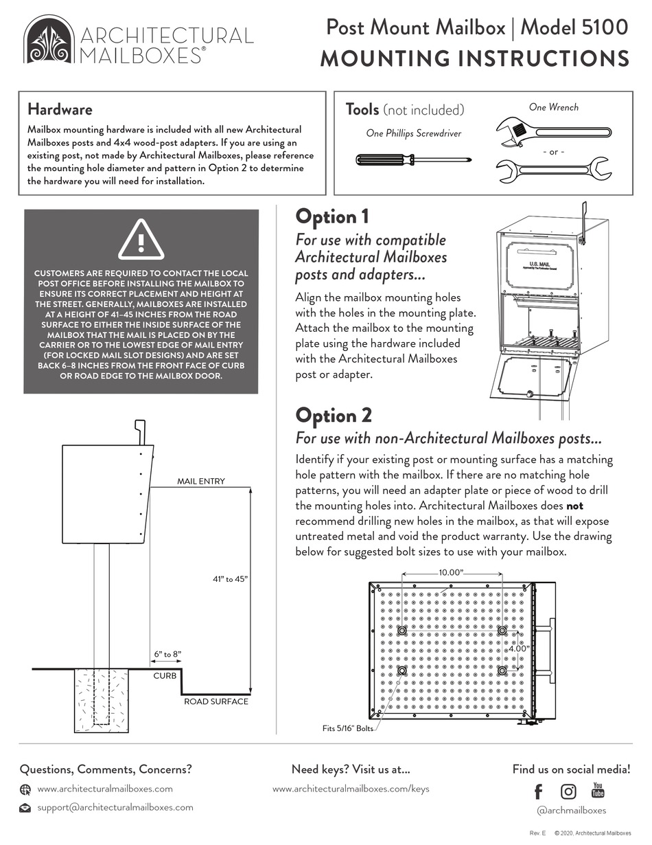 ARCHITECTURAL MAILBOXES OASIS MOUNTING INSTRUCTIONS Pdf Download