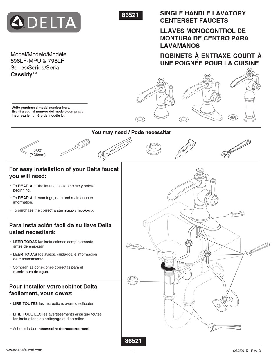 DELTA CASSIDY SERIES QUICK START MANUAL Pdf Download ManualsLib