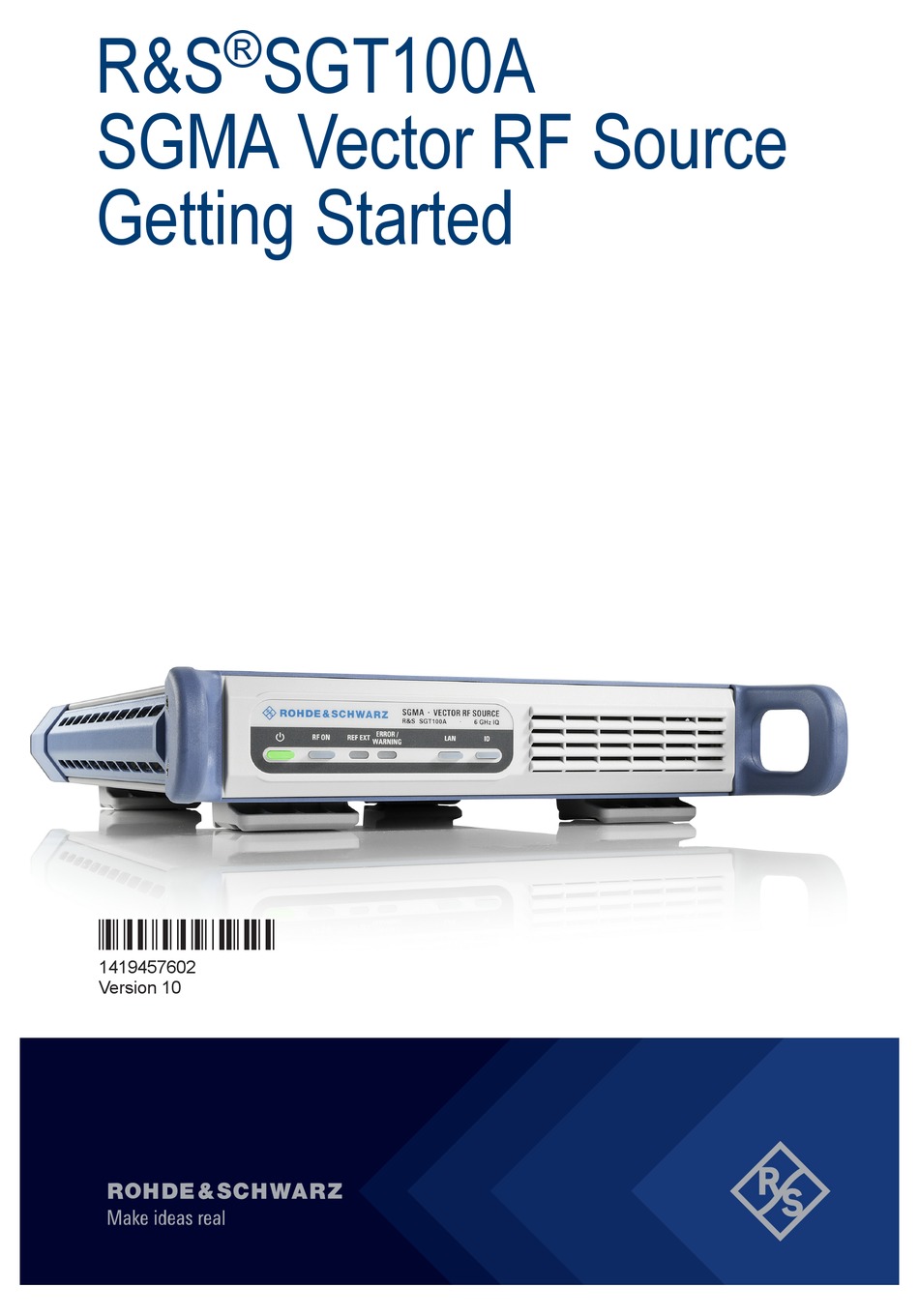 ROHDE & SCHWARZ SGT100A GETTING STARTED Pdf Download | ManualsLib