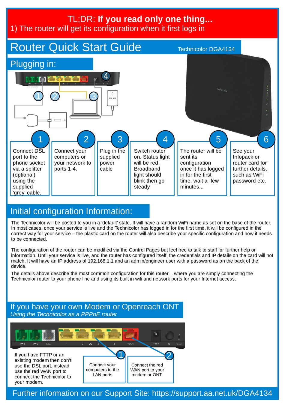 TECHNICOLOR DGA4134 QUICK START MANUAL Pdf Download ManualsLib