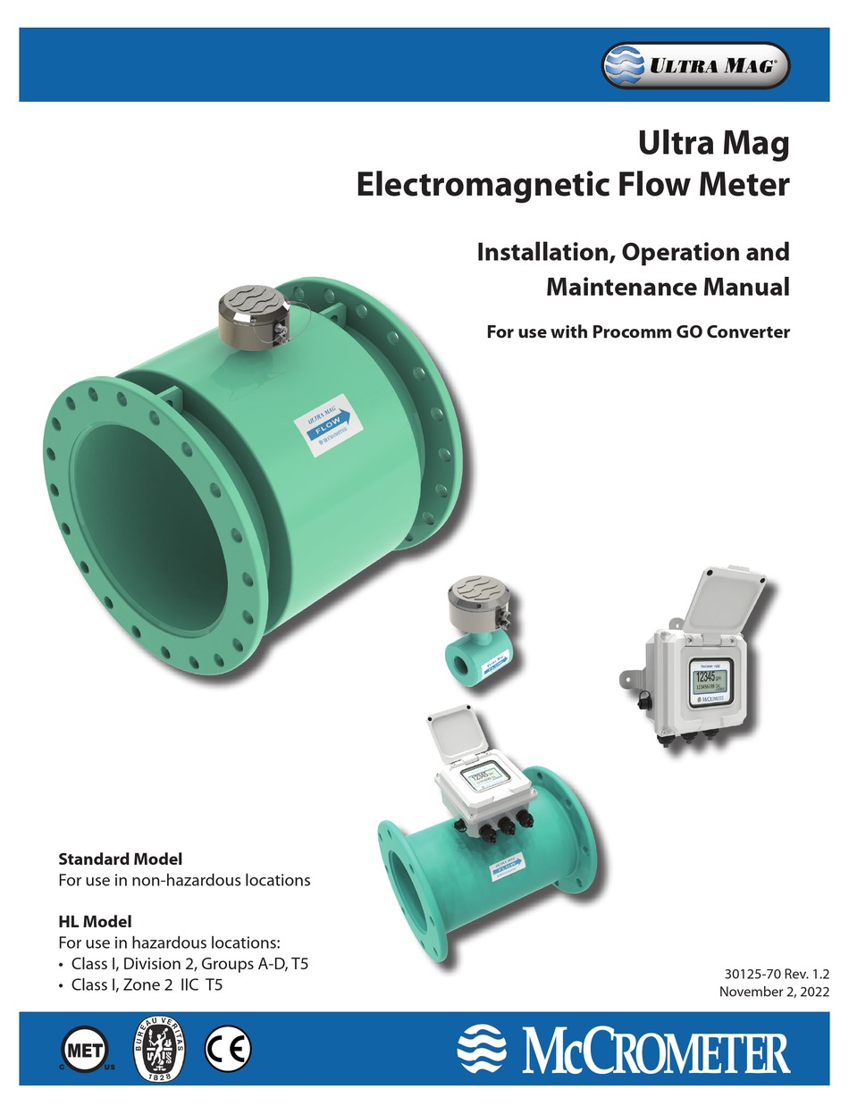 MCCROMETER ULTRA MAG 4 INSTALLATION, OPERATION AND MAINTENANCE MANUAL