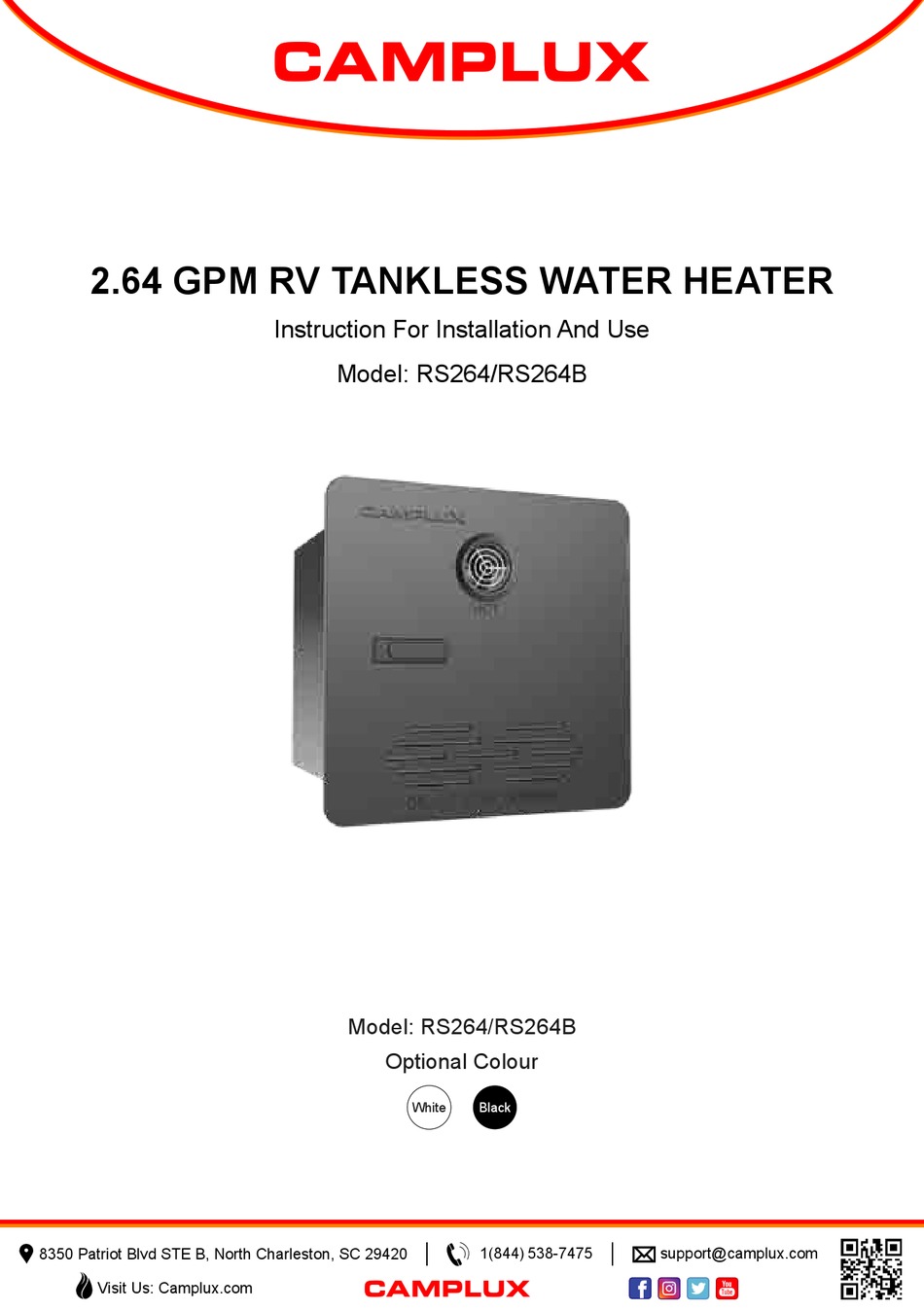 CAMPLUX RS264 INSTRUCTIONS FOR INSTALLATION AND USE MANUAL Pdf Download