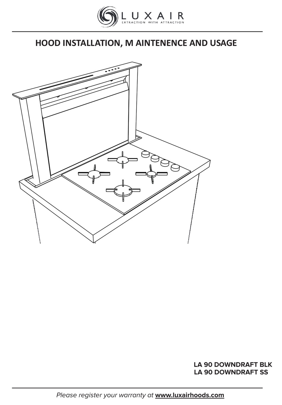 LUXAIR LA 90 DOWNDRAFT BLK INSTALLATION MANUAL Pdf Download ManualsLib