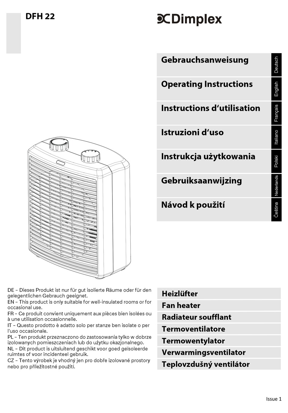 DIMPLEX DFH 22 OPERATING INSTRUCTIONS MANUAL Pdf Download ManualsLib