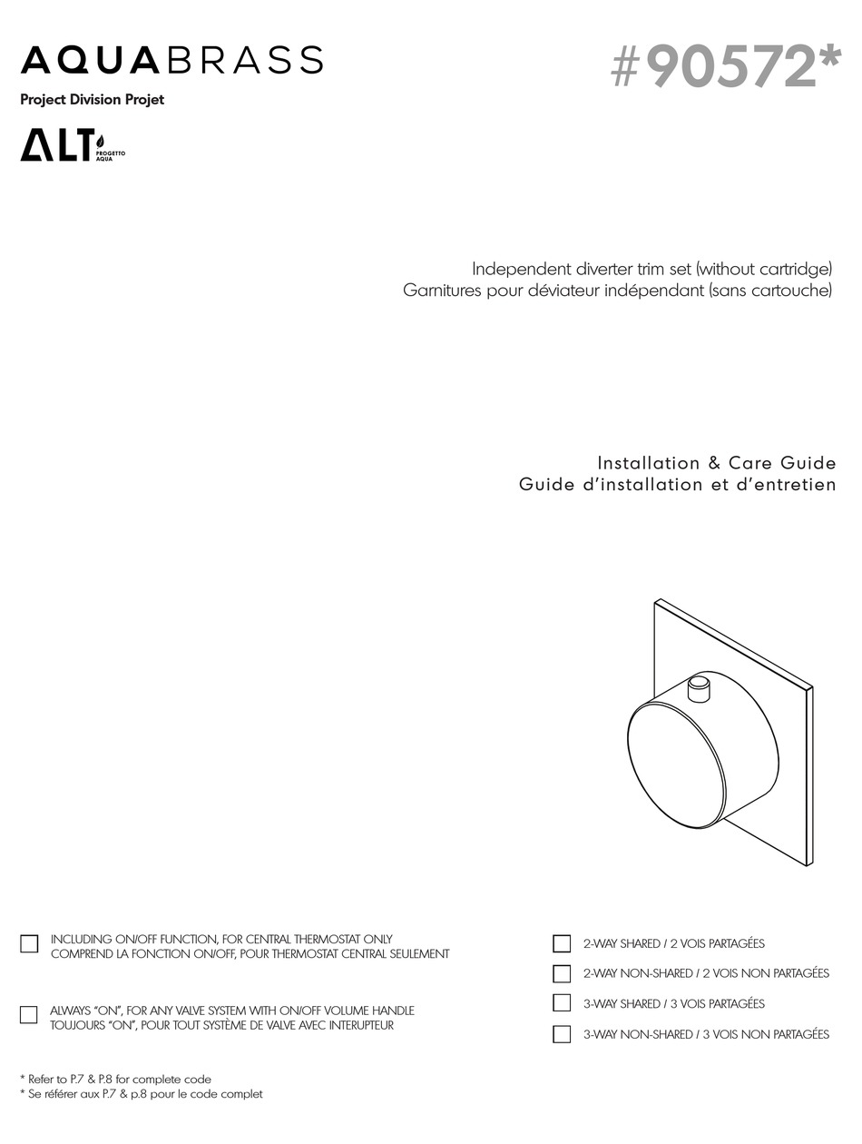 AQUABRASS 90572 SERIES INSTALLATION & CARE MANUAL Pdf Download | ManualsLib