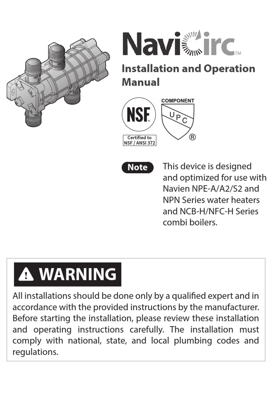 NAVIEN NAVICIRC INSTALLATION AND OPERATION MANUAL Pdf Download ManualsLib