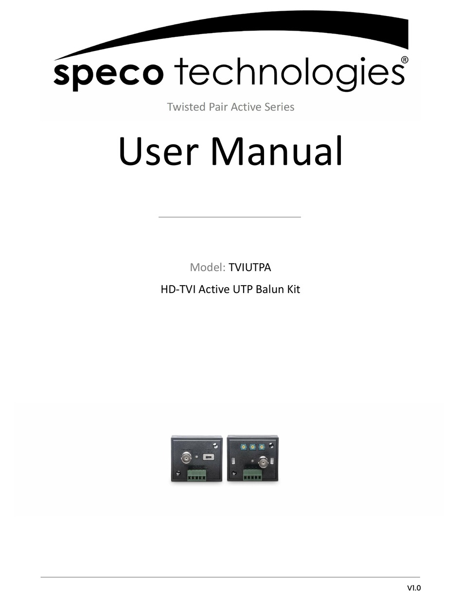 SPECO TVIUTPA USER MANUAL Pdf Download ManualsLib