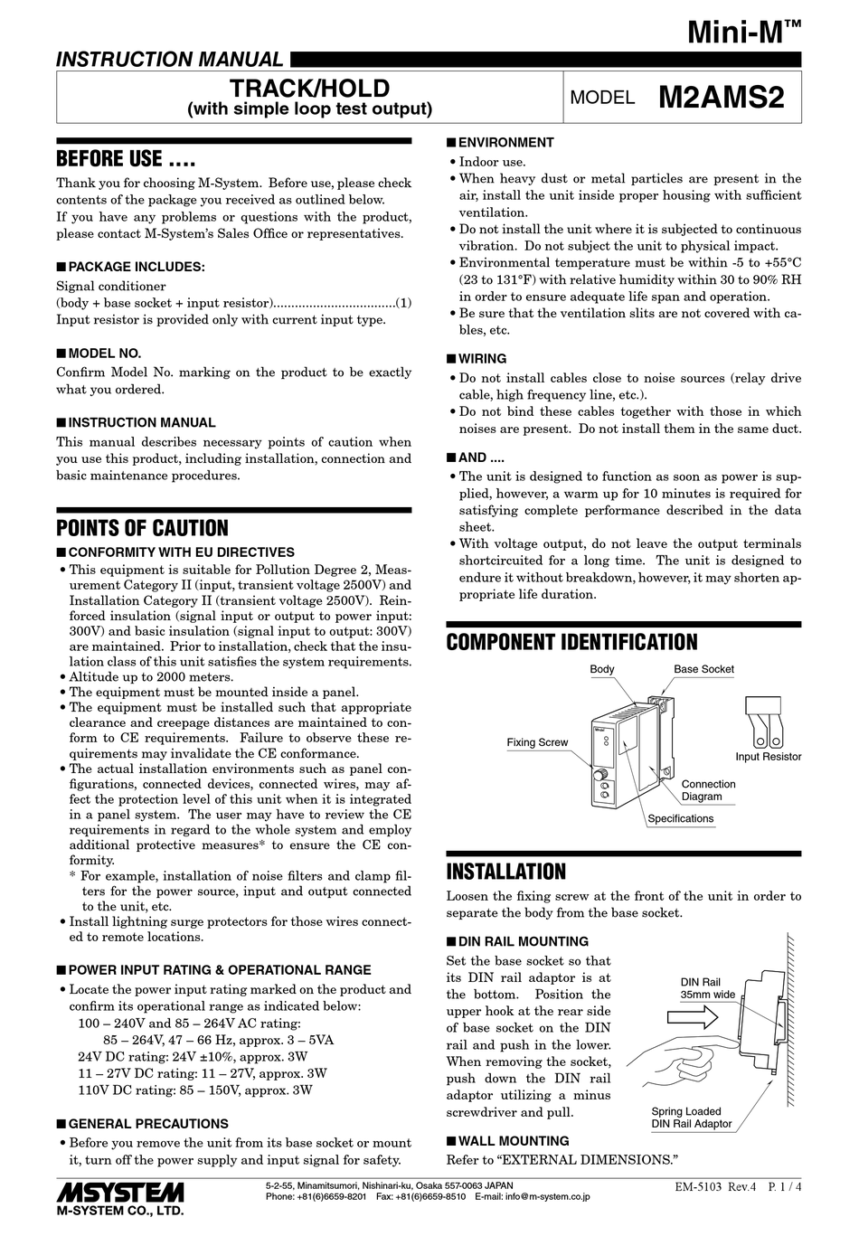M SYSTEM MINI M M2AMS2 INSTRUCTION MANUAL Pdf Download ManualsLib