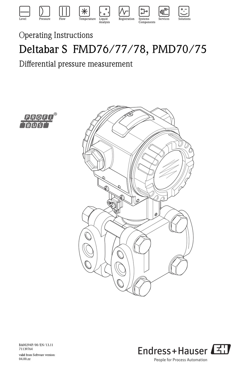 ENDRESS+HAUSER DELTABAR S FMD76 OPERATING INSTRUCTIONS MANUAL Pdf ...