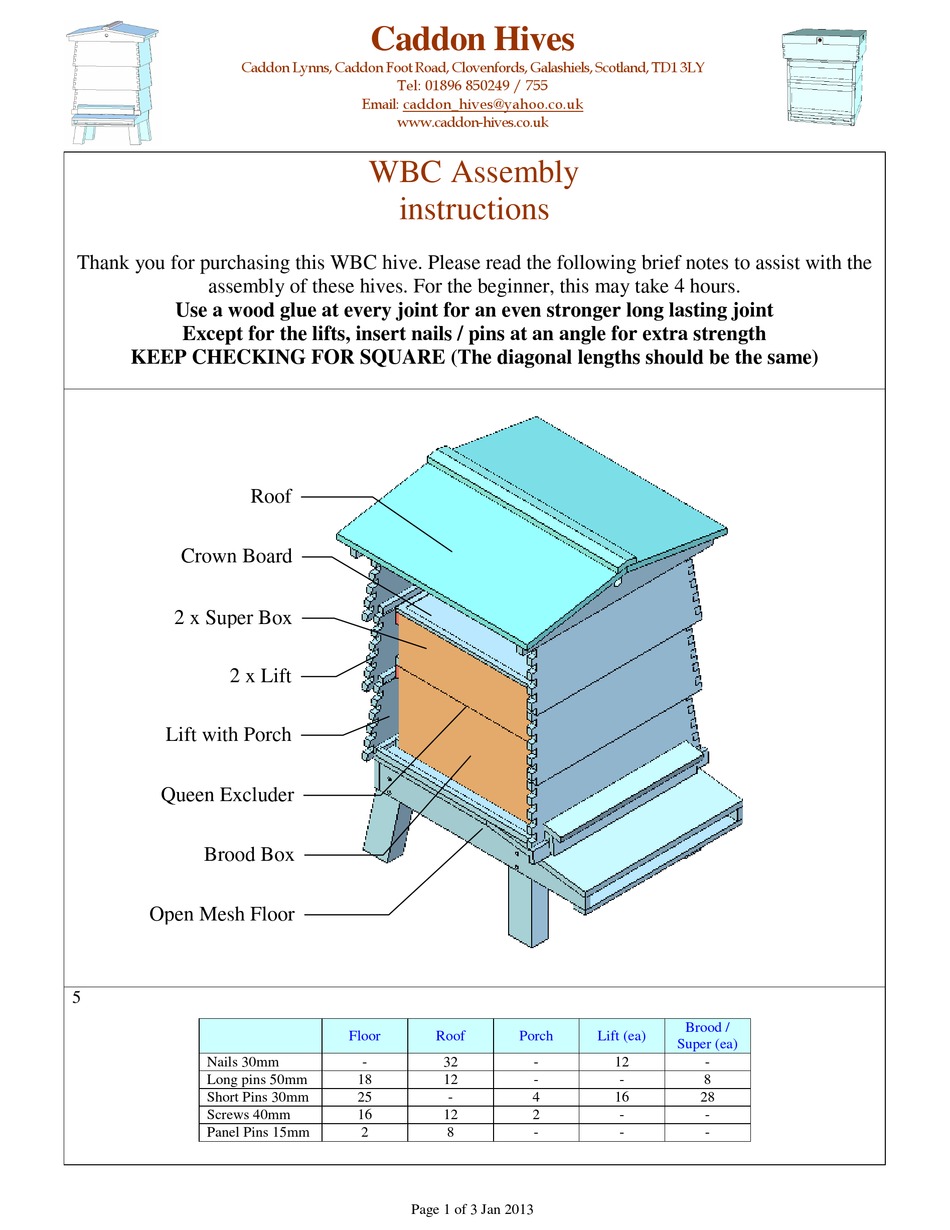 CADDON HIVES WBC ASSEMBLY INSTRUCTIONS Pdf Download ManualsLib
