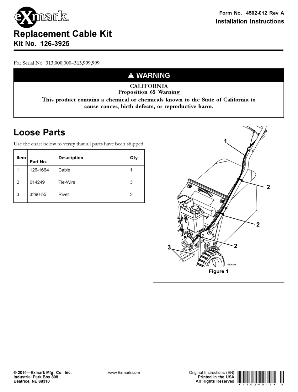 EXMARK 1263925 INSTALLATION INSTRUCTIONS Pdf Download ManualsLib