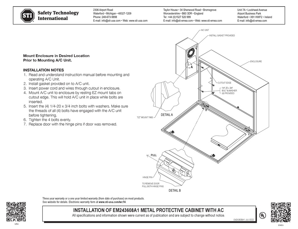 SAFETY TECHNOLOGY INTERNATIONAL EM243608A1 INSTALLATION Pdf Download ...