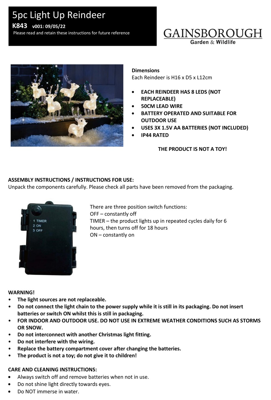 GAINSBOROUGH K843 INSTRUCTIONS FOR USE Pdf Download ManualsLib