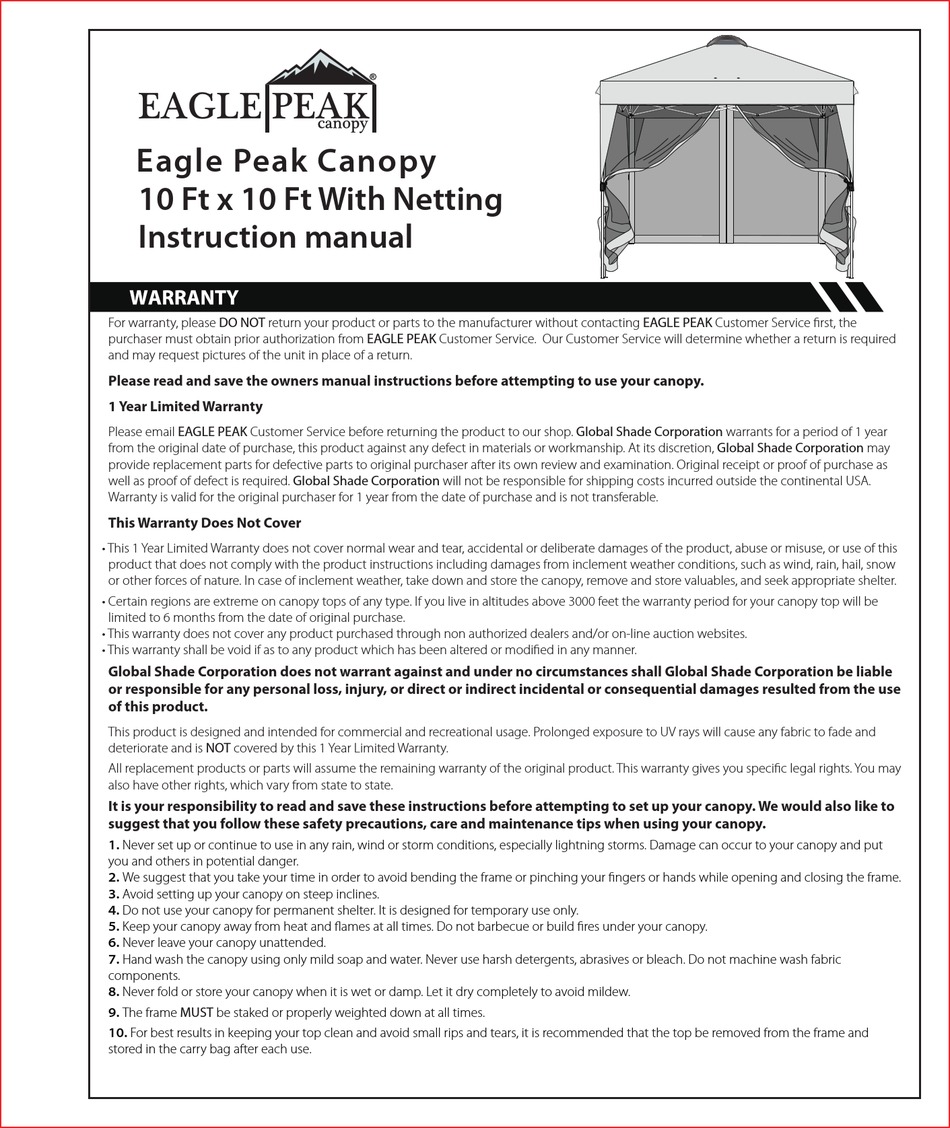 EAGLE PEAK E100MWWHTAZ INSTRUCTION MANUAL Pdf Download ManualsLib
