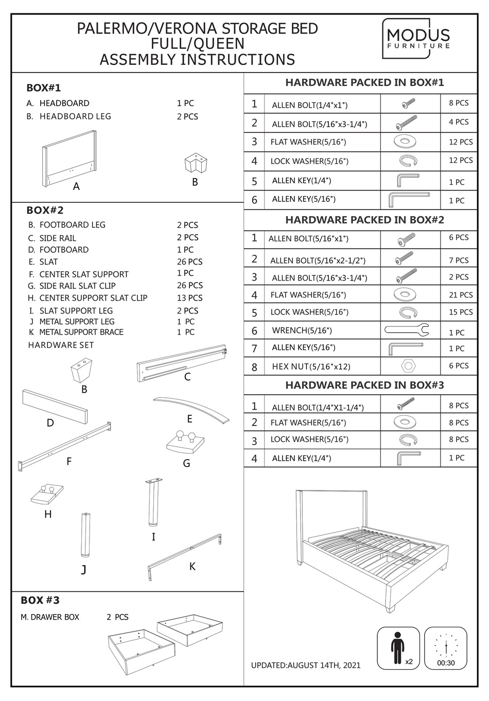MODUS FURNITURE VERONA 3ZFBD464 ASSEMBLY INSTRUCTIONS MANUAL Pdf