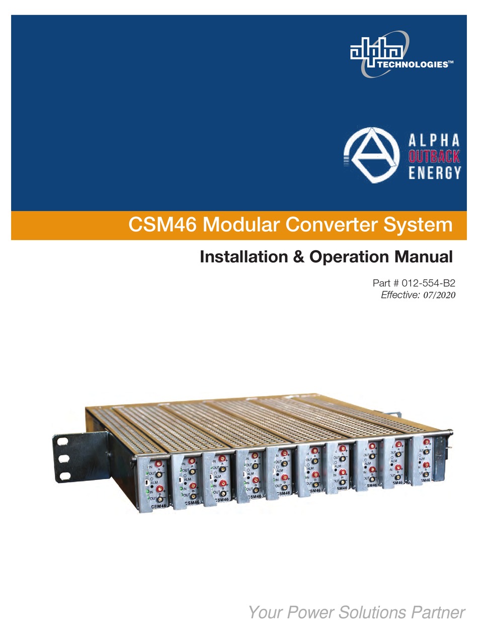 ALPHA TECHNOLOGIES CSM46 INSTALLATION & OPERATION MANUAL Pdf Download