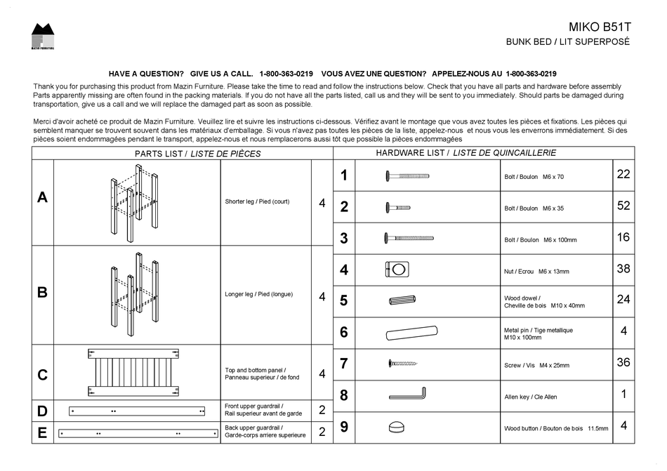 MAZIN FURNITURE MIKO B51T ASSEMBLY INSTRUCTIONS Pdf Download ManualsLib