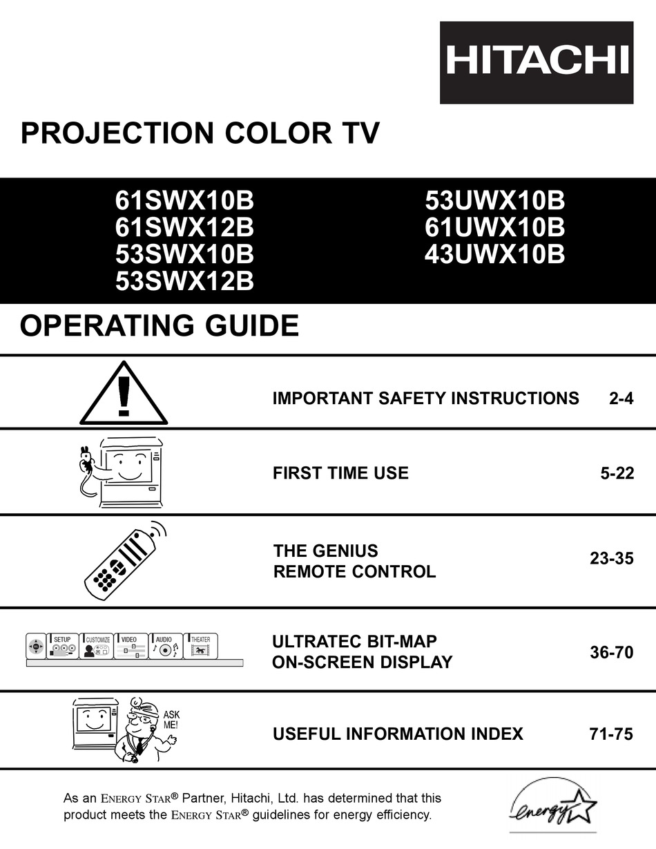 HITACHI 53UWX10B OPERATING MANUAL Pdf Download ManualsLib
