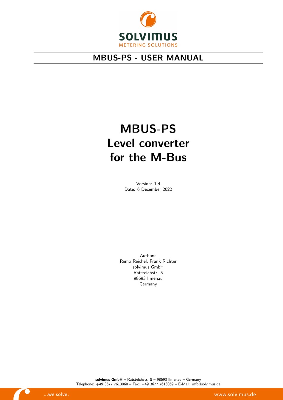 SOLVIMUS MBUSPS6 USER MANUAL Pdf Download ManualsLib