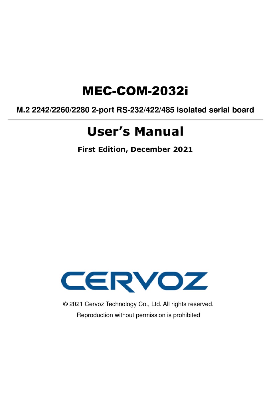 CERVOZ USER MANUAL Pdf Download ManualsLib