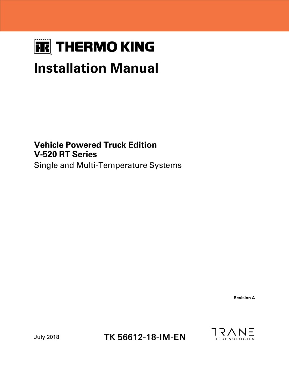 Thermo King V 520 Rt Series Installation Manual Pdf Download Manualslib