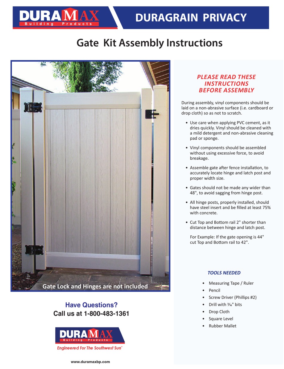 DURAMAX DURAGRAIN PRIVACY ASSEMBLY INSTRUCTIONS Pdf Download ManualsLib