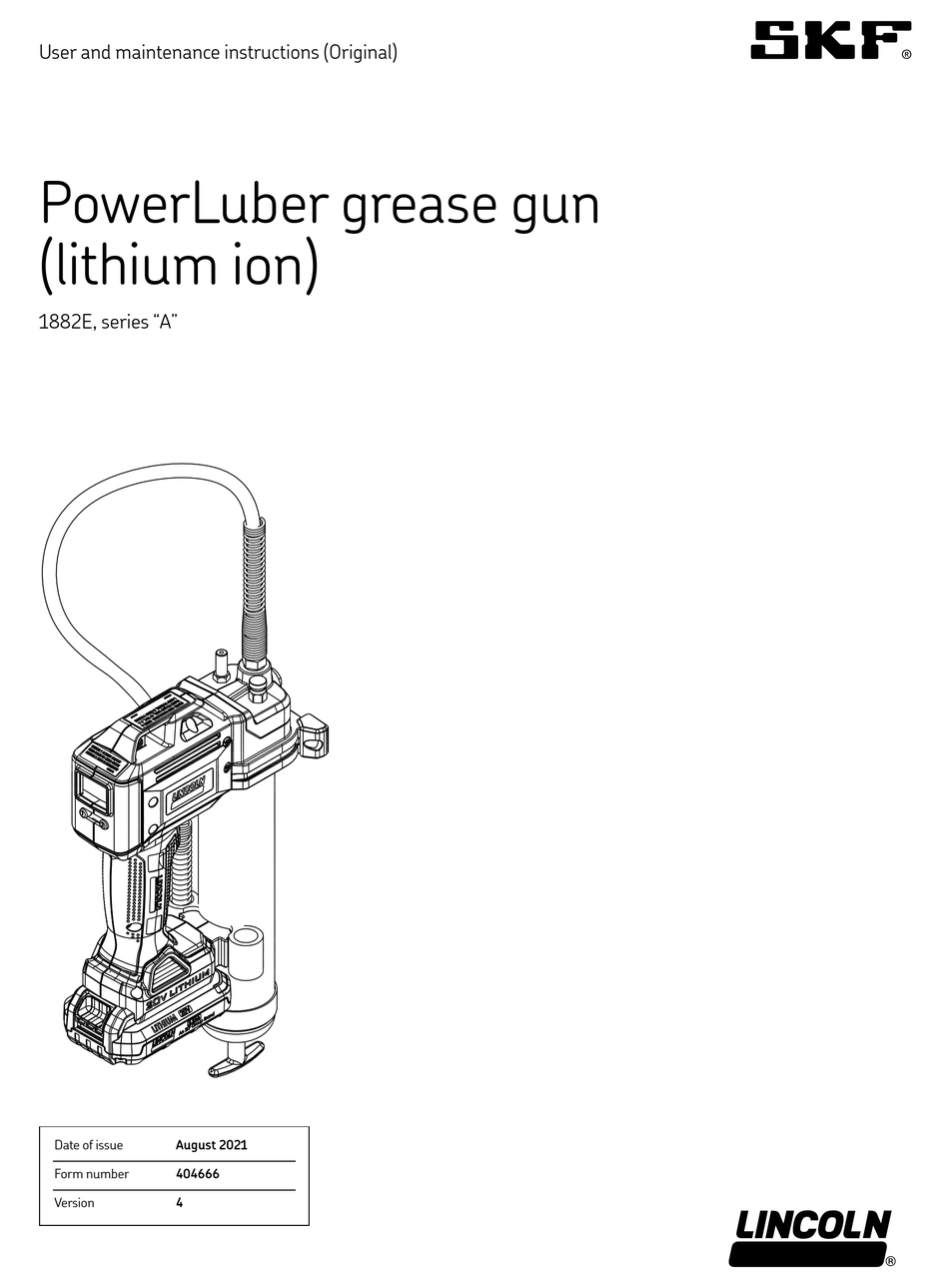 SKF POWERLUBER 1882E USER AND MAINTENANCE INSTRUCTIONS Pdf Download