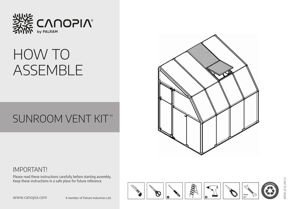PALRAM CANOPIA SUNROOM VENT KIT HOW TO ASSEMBLE Pdf Download ManualsLib