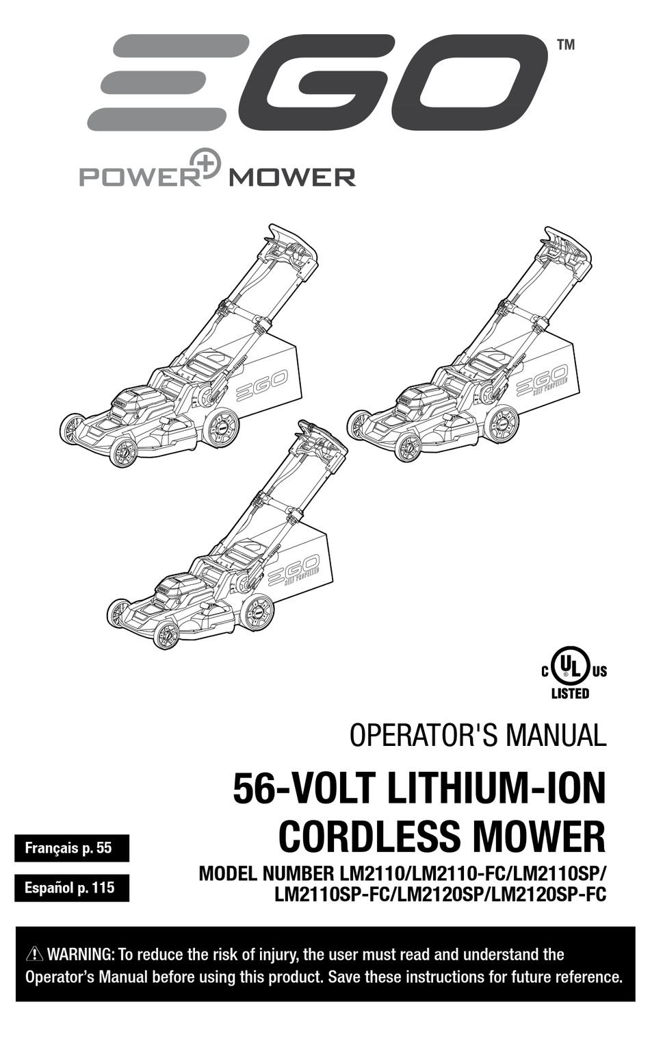 EGO POWER+ LM2110 OPERATOR'S MANUAL Pdf Download | ManualsLib
