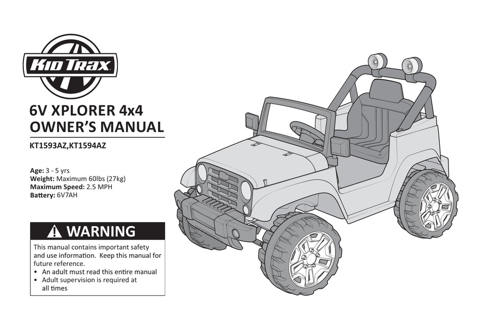 KID TRAX KT1593AZ OWNER'S MANUAL Pdf Download ManualsLib