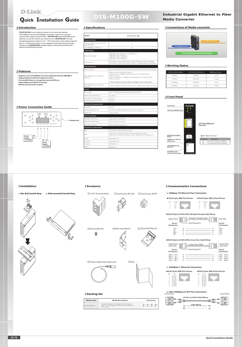 D-LINK DIS-M100G-SW QUICK INSTALLATION MANUAL Pdf Download | ManualsLib