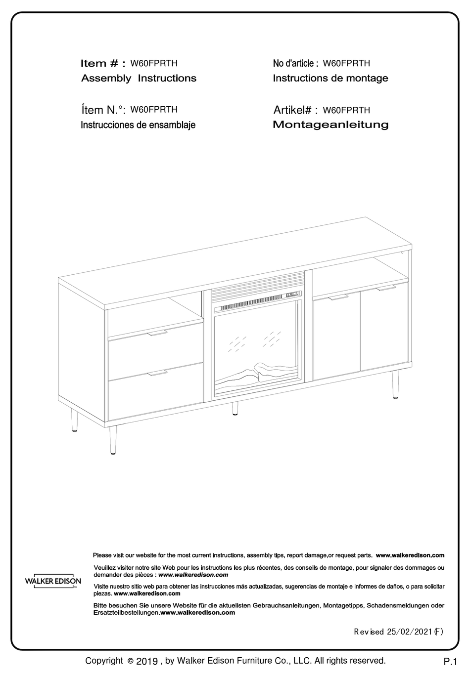 WALKER EDISON W60FPRTH ASSEMBLY INSTRUCTIONS MANUAL Pdf Download