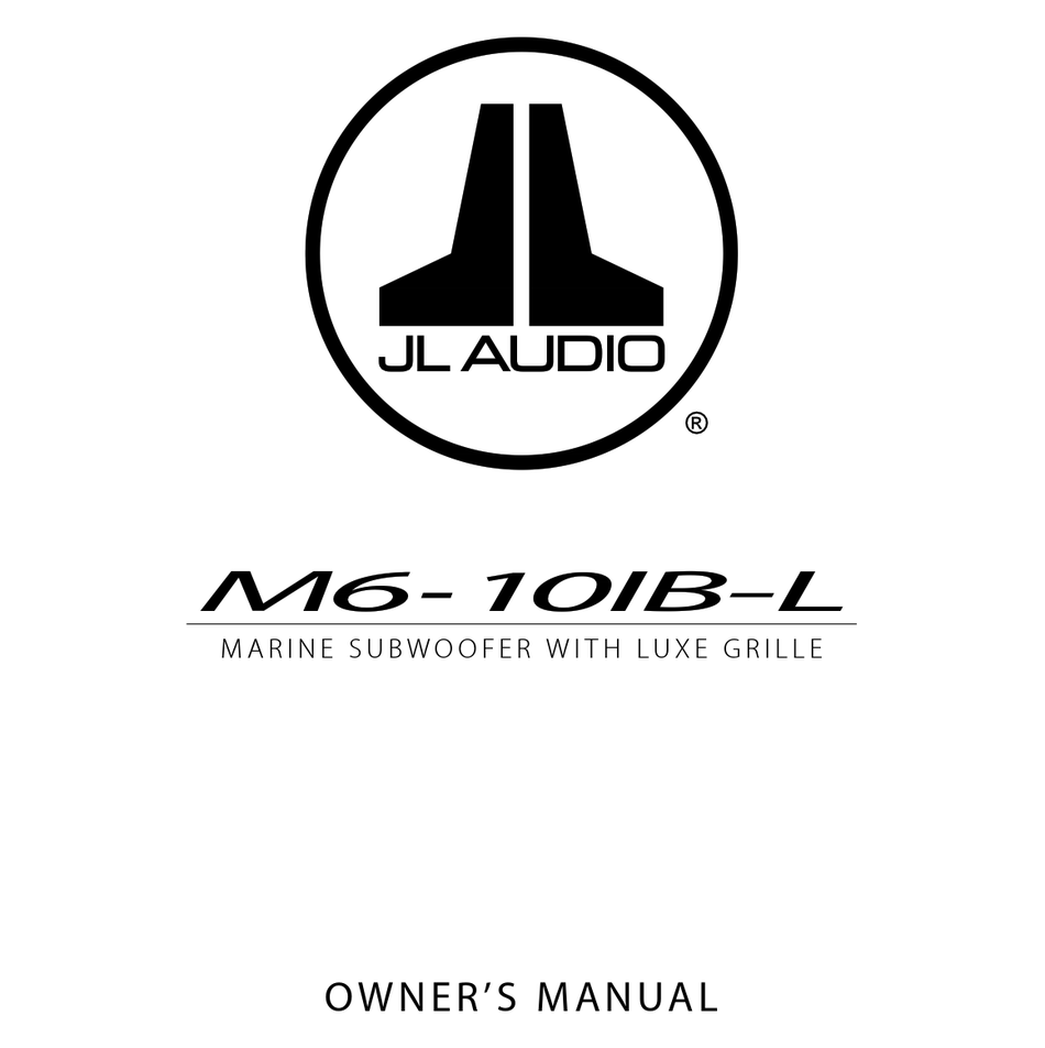JL AUDIO M610IBL OWNER'S MANUAL Pdf Download ManualsLib