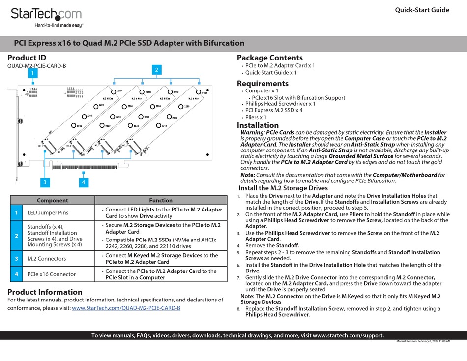 Startech Com Quad M Pcie Card B Quick Start Manual Pdf Download