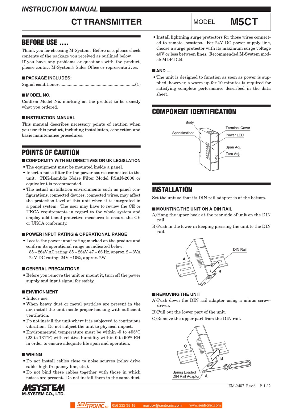 M-SYSTEM M5CT-5AM INSTRUCTION MANUAL Pdf Download | ManualsLib