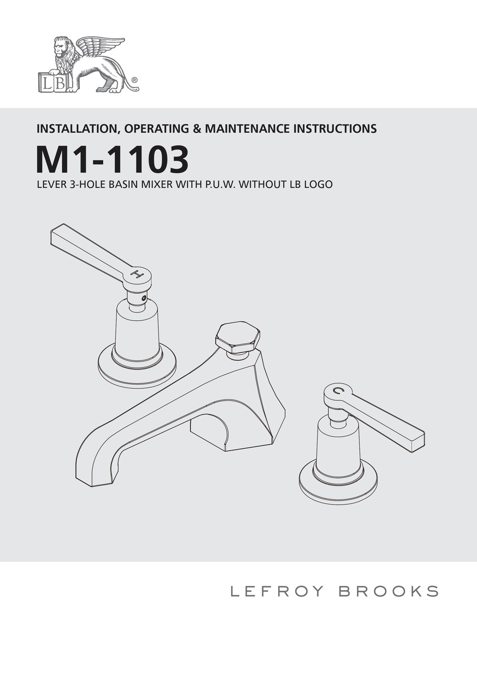 LEFROY BROOKS M11103 INSTALLATION, OPERATING, & MAINTENANCE