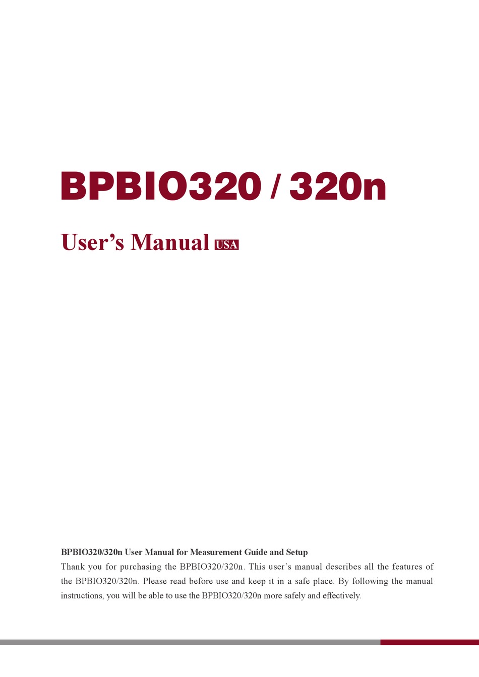 INBODY BPBIO320N USER MANUAL Pdf Download | ManualsLib