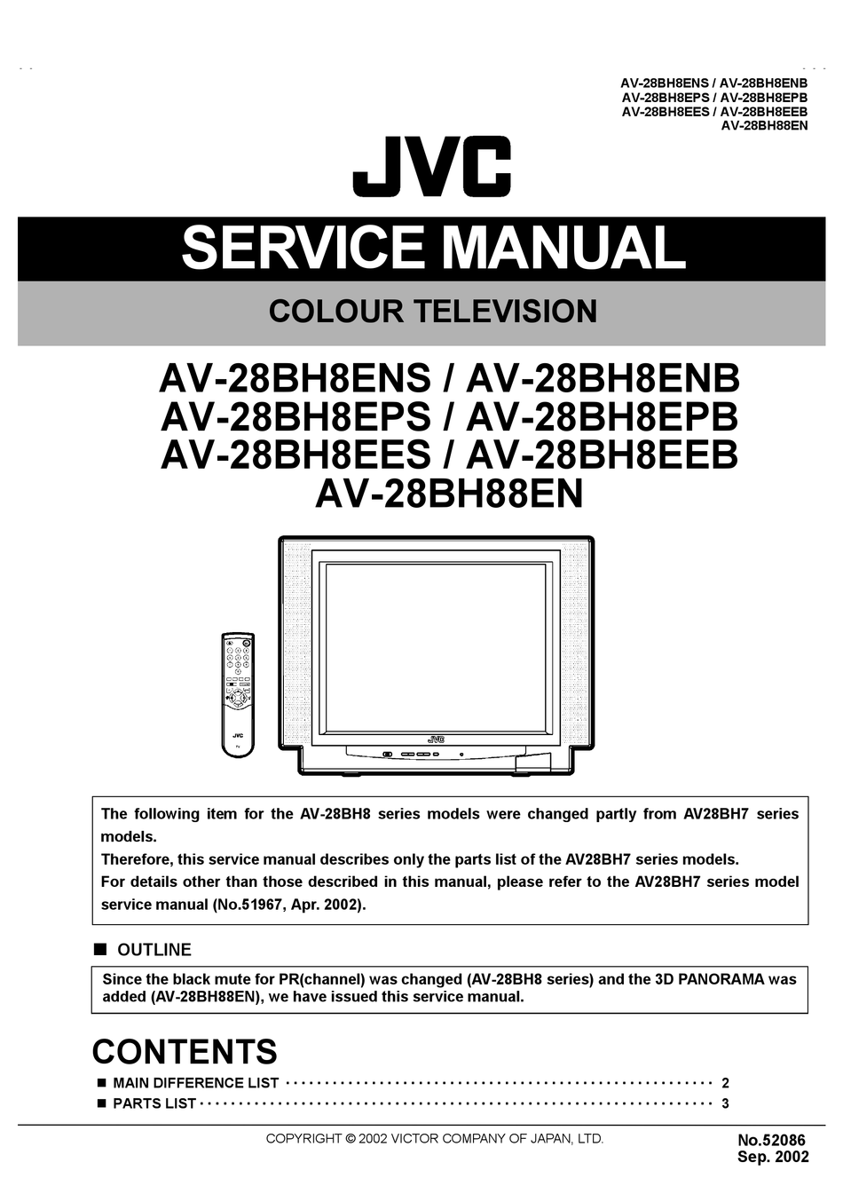 JVC AV-28BH8ENS SERVICE MANUAL Pdf Download | ManualsLib