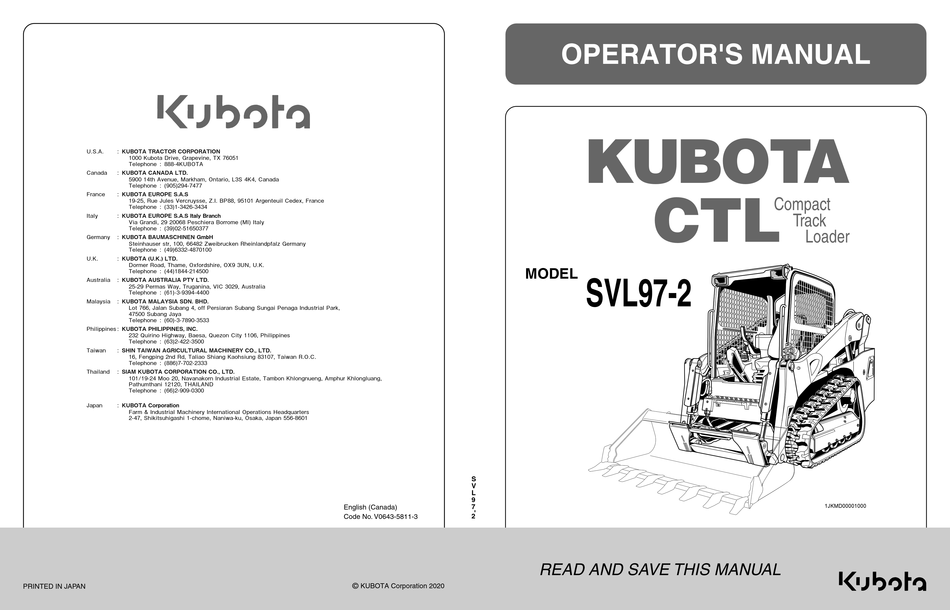 KUBOTA CTL SVL972 OPERATOR'S MANUAL Pdf Download ManualsLib