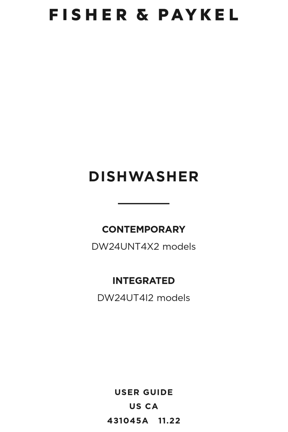 FISHER & PAYKEL DW24UNT4X2 USER MANUAL Pdf Download ManualsLib